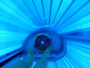 inside of a tanning bed