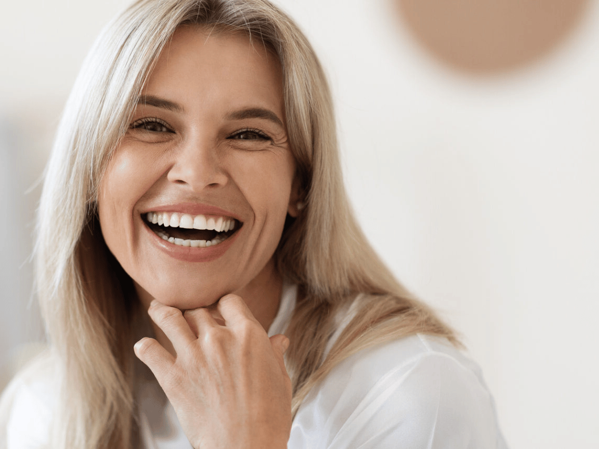 smiling upper aged woman